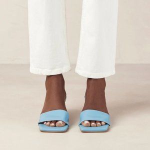 Alohas Blue Vegan Leather Square Sandals